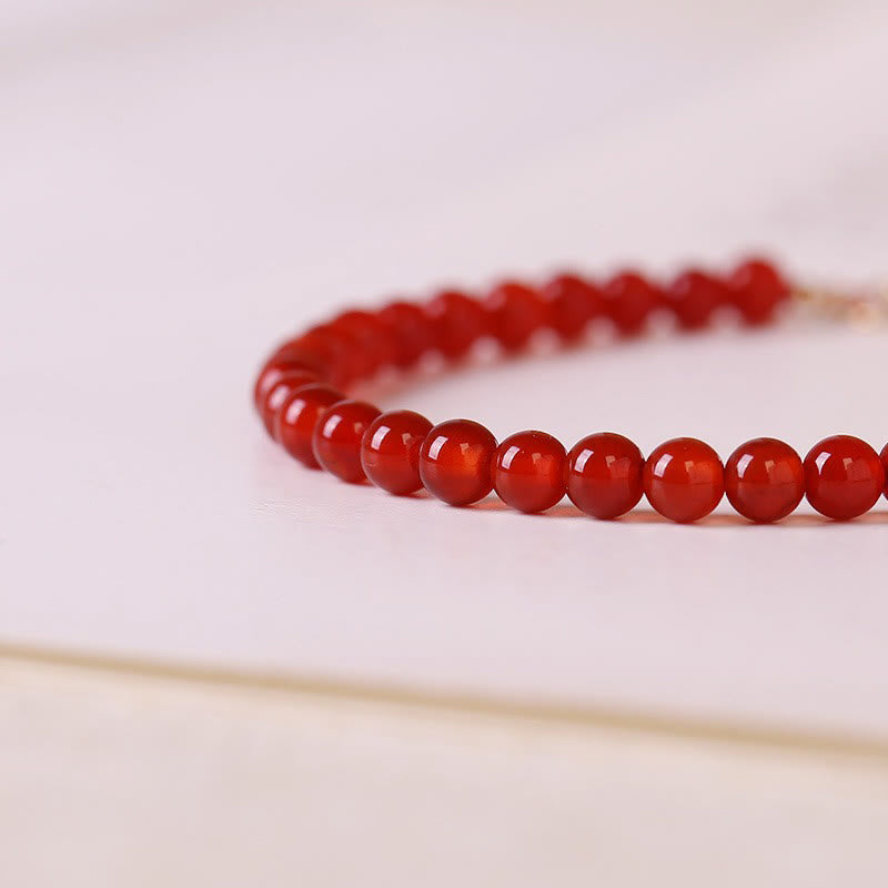 Fortune Jewel Small Red Agate Ultra-thin Beads Calm Bracelet
