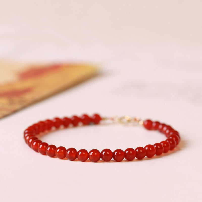 Fortune Jewel Small Red Agate Ultra-thin Beads Calm Bracelet