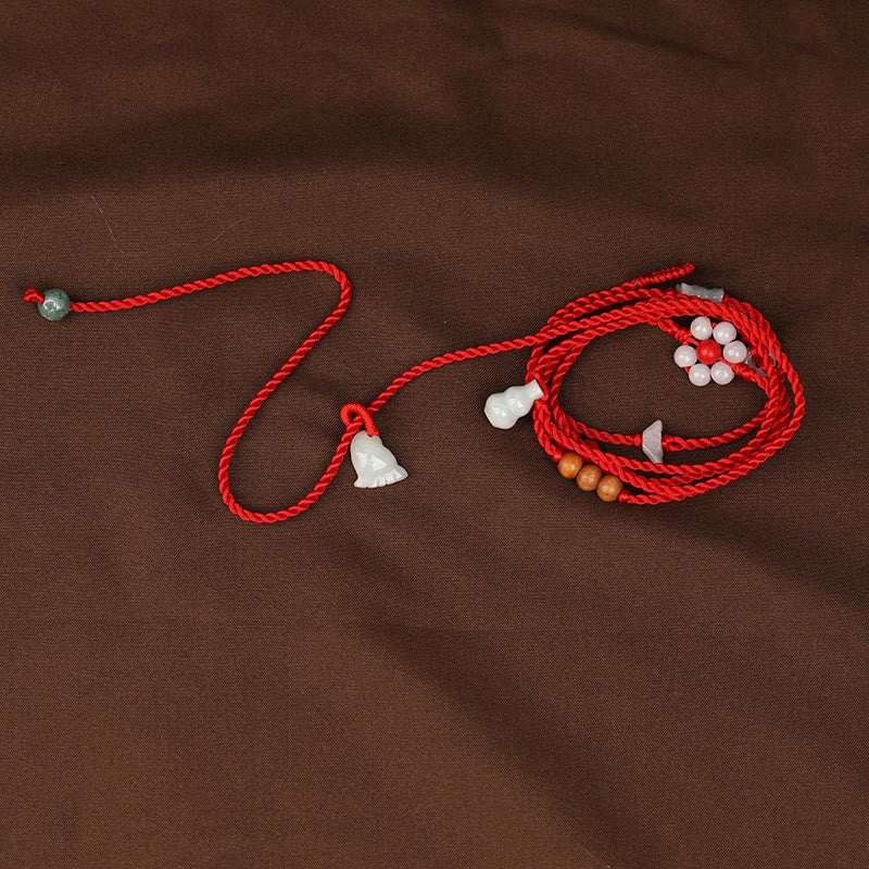 Fortune Jewel Chinese Zodiac Peach Wood Blessing Red String Belly Chain
