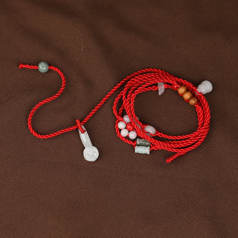 Fortune Jewel Chinese Zodiac Peach Wood Blessing Red String Belly Chain