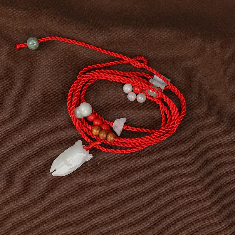 Fortune Jewel Chinese Zodiac Peach Wood Blessing Red String Belly Chain