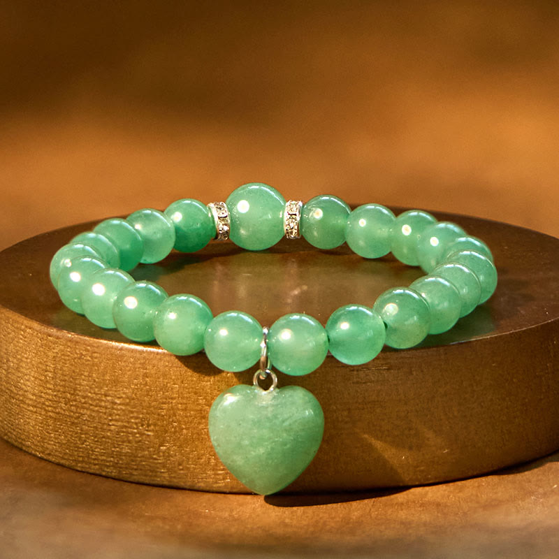 Fortune Jewel Various Crystal Green Aventurine Love Heart Balance Bracelet