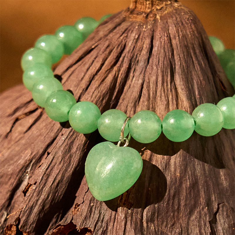 Fortune Jewel Various Crystal Green Aventurine Love Heart Balance Bracelet