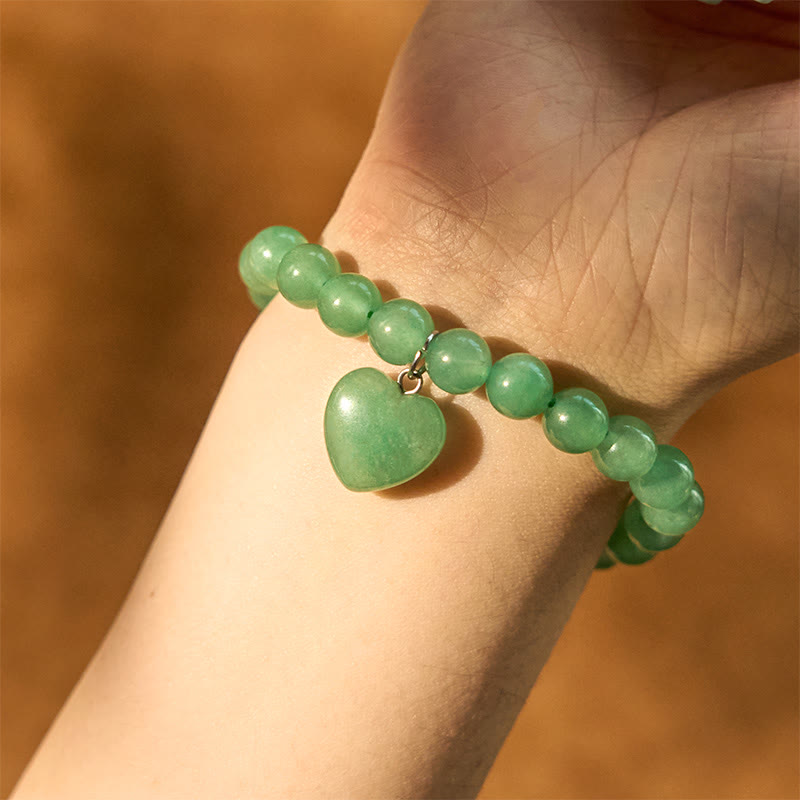 Fortune Jewel Various Crystal Green Aventurine Love Heart Balance Bracelet