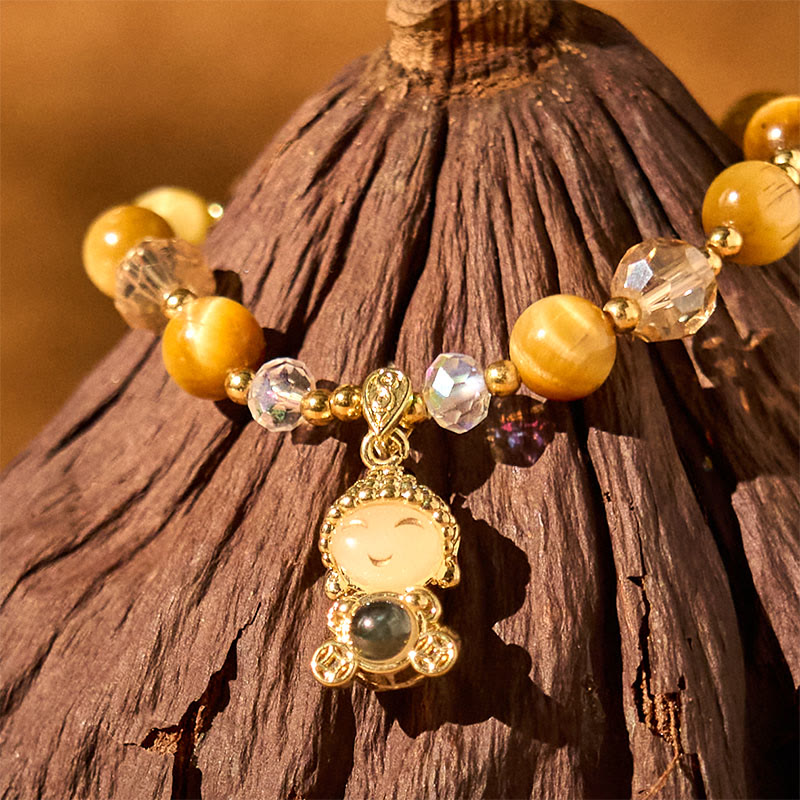 Fortune Jewel Yellow Tiger Eye Meditation Buddha Protection Bracelet
