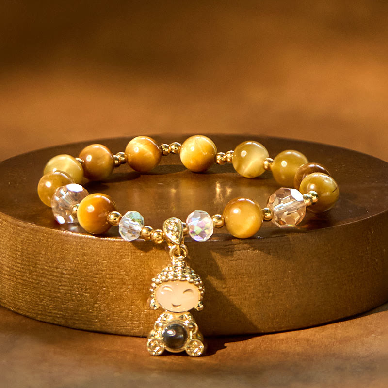 Fortune Jewel Yellow Tiger Eye Meditation Buddha Protection Bracelet