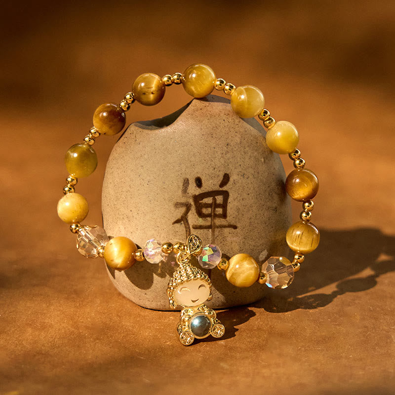 Fortune Jewel Yellow Tiger Eye Meditation Buddha Protection Bracelet