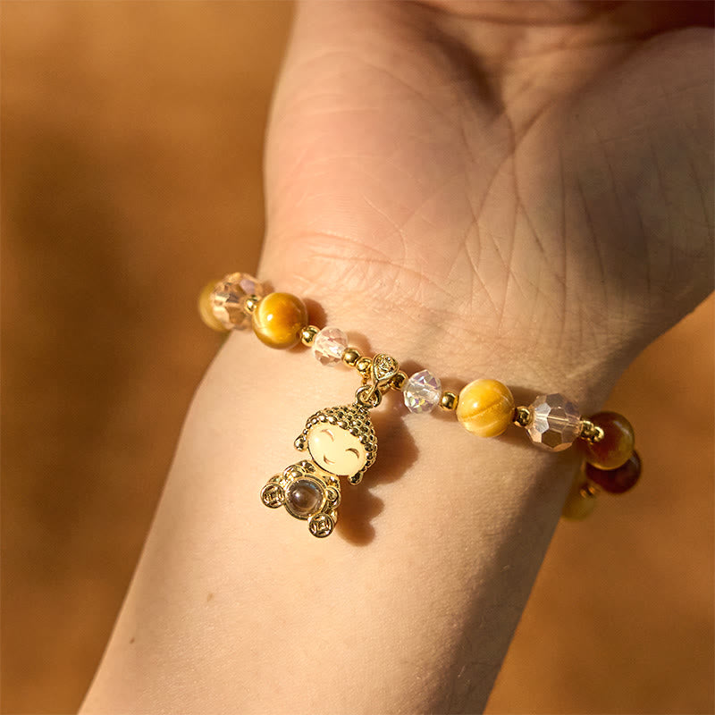 Fortune Jewel Yellow Tiger Eye Meditation Buddha Protection Bracelet