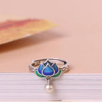 Fortune Jewel Lotus Flower Pattern Enlightenment Ring Fortune Jewel
