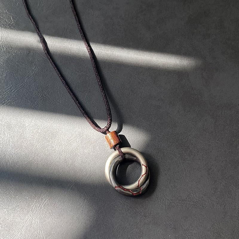 Fortune Jewel Copper Qiankun Hoop Big Dipper Luck Necklace Pendant