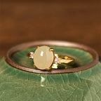 Fortune Jewel Natural Hetian Jade Zirconia Egg Copper Prosperity Ring
