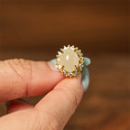 Fortune Jewel Natural Hetian Jade Egg Copper Prosperity Earrings Fortune Jewel