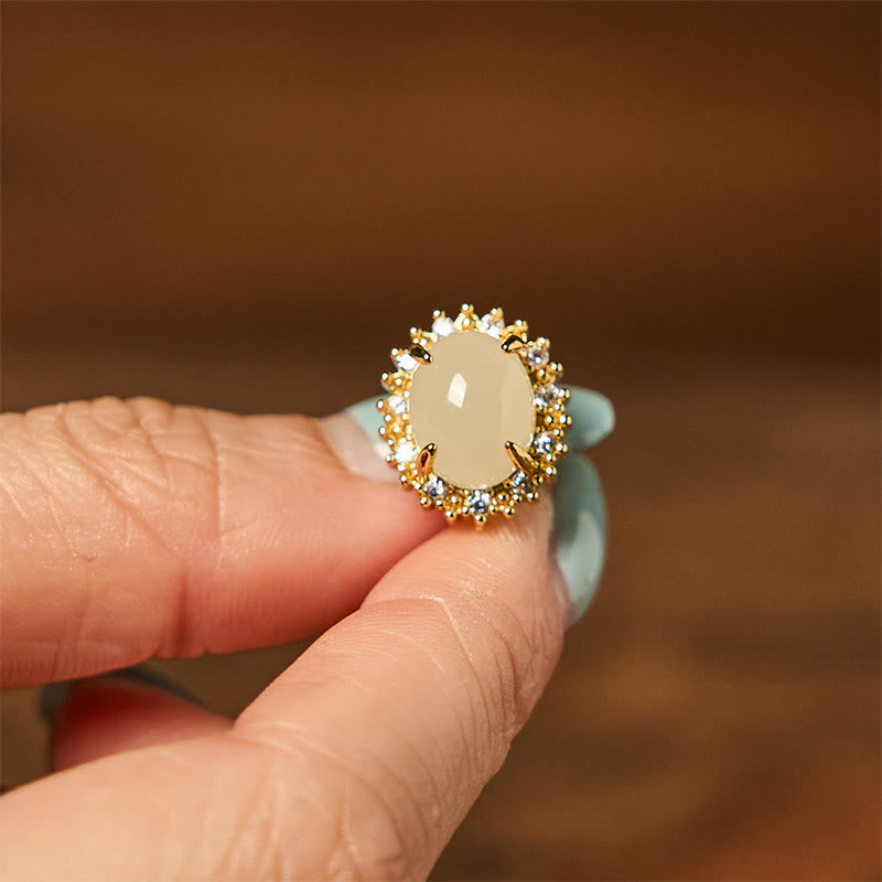 Fortune Jewel Natural Hetian Jade Egg Copper Prosperity Earrings Fortune Jewel