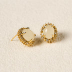 Fortune Jewel Natural Hetian Jade Egg Copper Prosperity Earrings Fortune Jewel