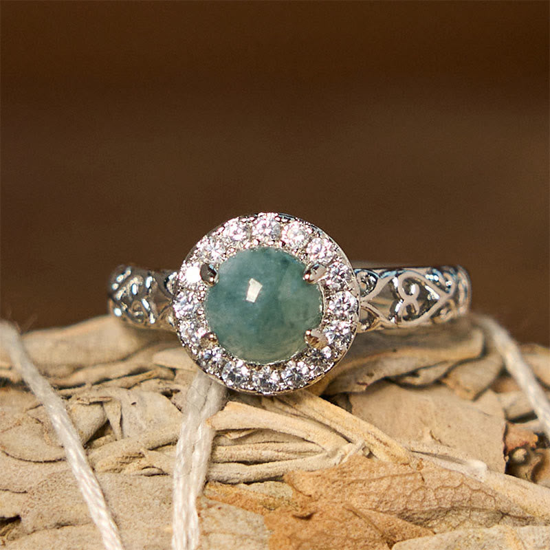 Fortune Jewel Natural Hetian Jade Egg Ruyi Stick Pattern Luck Ring
