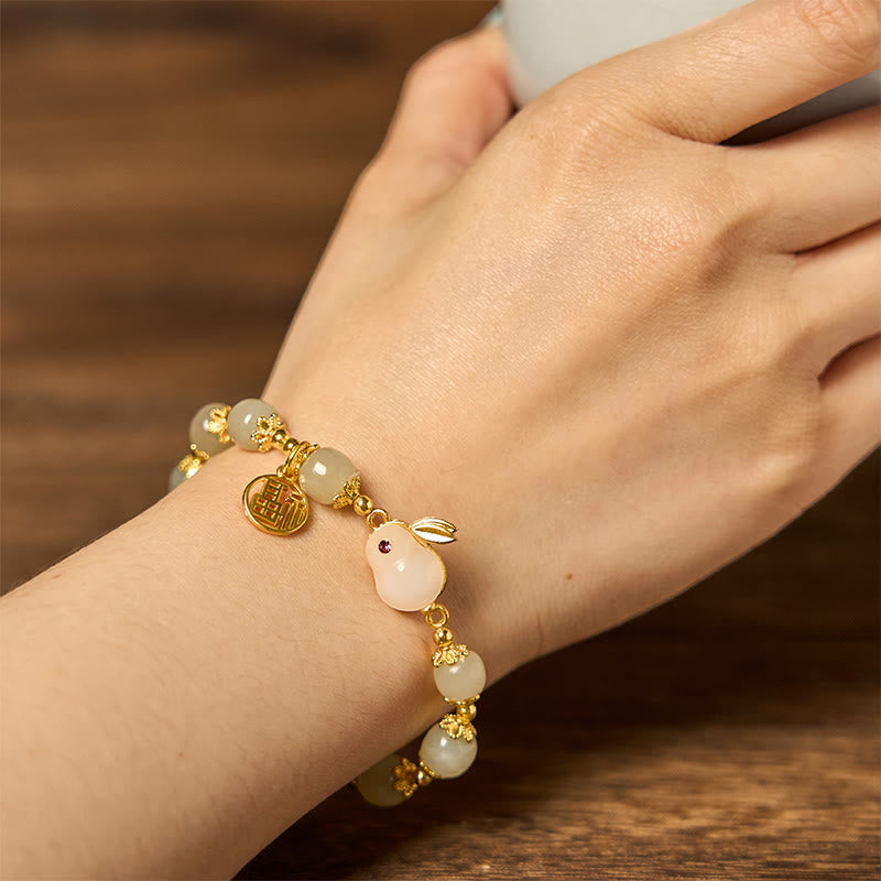 Fortune Jewel Natural Hetian Jade Fu Character Fu Brand Rabbit Abundance Bracelet