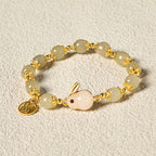 Fortune Jewel Natural Hetian Jade Fu Character Fu Brand Rabbit Abundance Bracelet