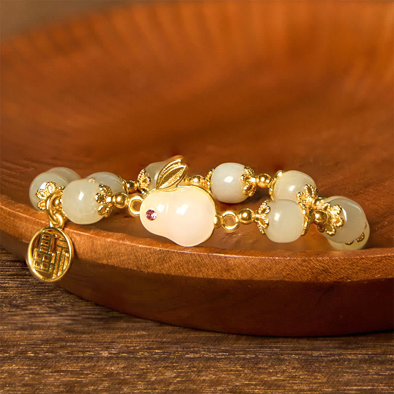 Fortune Jewel Natural Hetian Jade Fu Character Fu Brand Rabbit Abundance Bracelet