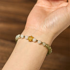 Fortune Jewel Natural Hetian Jade Gradient Lotus Abundance Bracelet