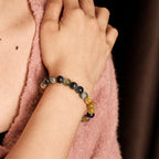 Fortune Jewel Blue Green Red Tiger Eye Buddha Head Balance Bracelet