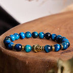 Fortune Jewel Blue Green Red Tiger Eye Buddha Head Balance Bracelet