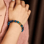 Fortune Jewel Blue Green Red Tiger Eye Buddha Head Balance Bracelet