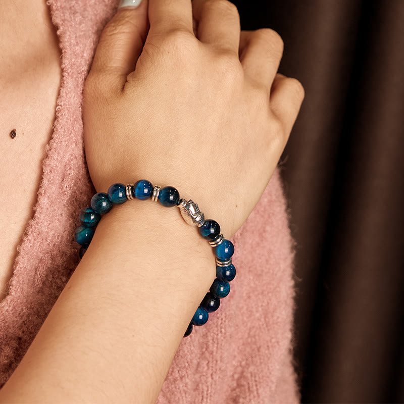 Fortune Jewel Blue Green Red Tiger Eye Buddha Head Balance Bracelet