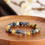 Fortune Jewel Blue Green Red Tiger Eye Buddha Head Balance Bracelet