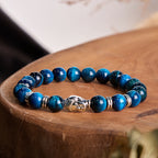 Fortune Jewel Blue Green Red Tiger Eye Buddha Head Balance Bracelet