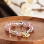 Fortune Jewel Natural Strawberry Quartz Butterfly Healing Bracelet