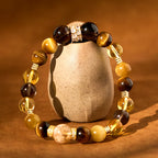 Fortune Jewel Citrine Topaz Smoky Quartz Tiger Eye Happiness Bracelet