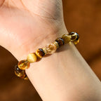 Fortune Jewel Citrine Topaz Smoky Quartz Tiger Eye Happiness Bracelet