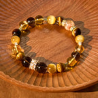 Fortune Jewel Citrine Topaz Smoky Quartz Tiger Eye Happiness Bracelet