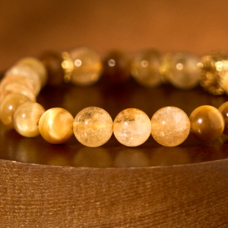 Fortune Jewel Citrine Tiger Eye Red Agate Generosity Bracelet