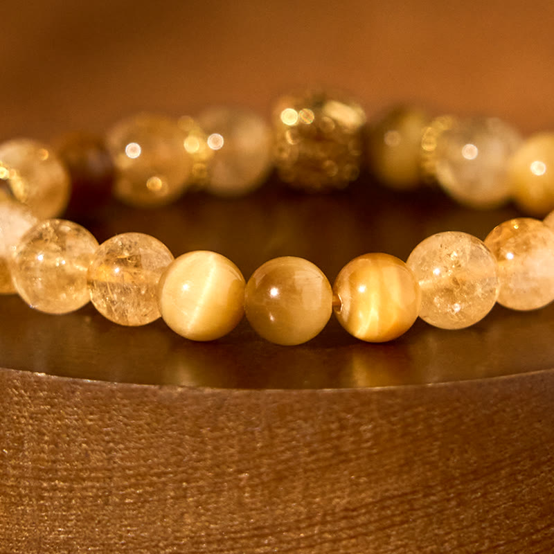 Fortune Jewel Citrine Tiger Eye Red Agate Generosity Bracelet