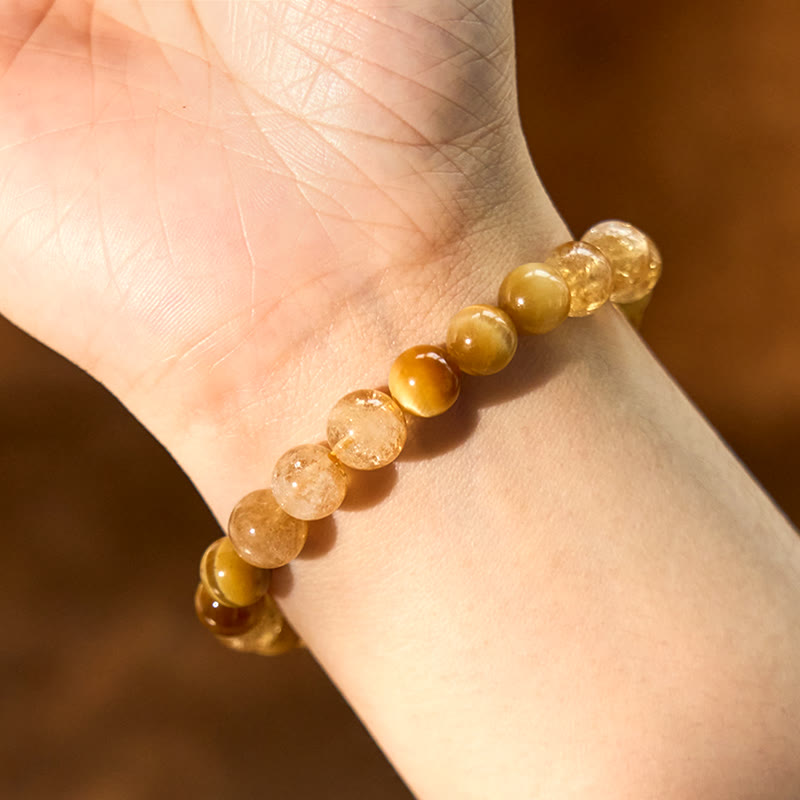 Fortune Jewel Citrine Tiger Eye Red Agate Generosity Bracelet