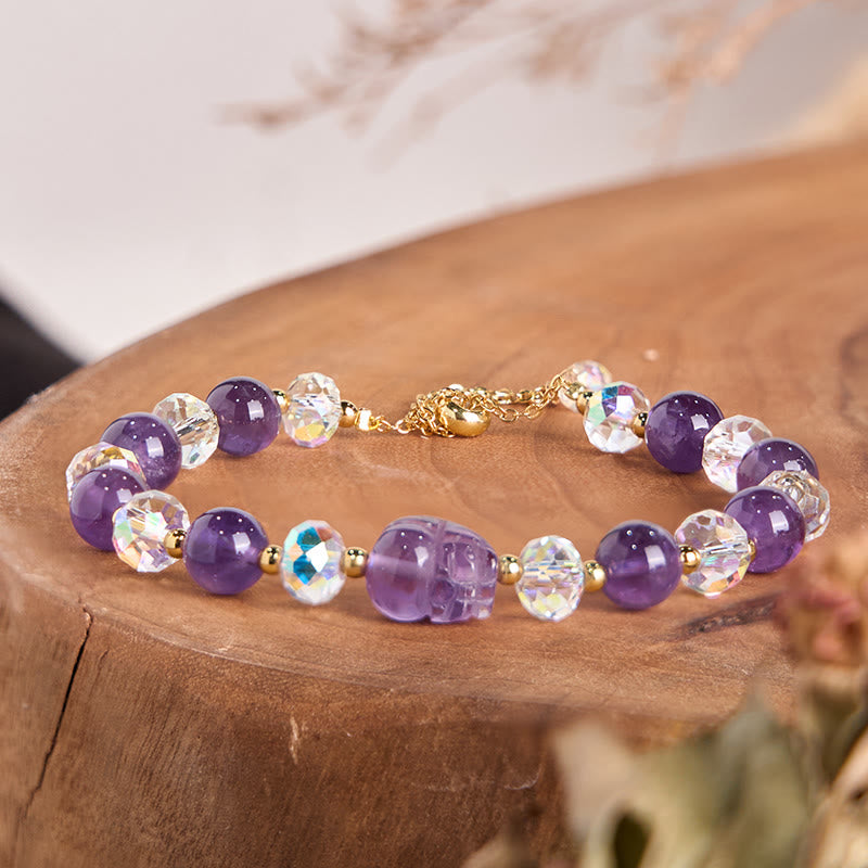 Fortune Jewel Natural Amethyst Pixiu Crystal Balance Bracelet
