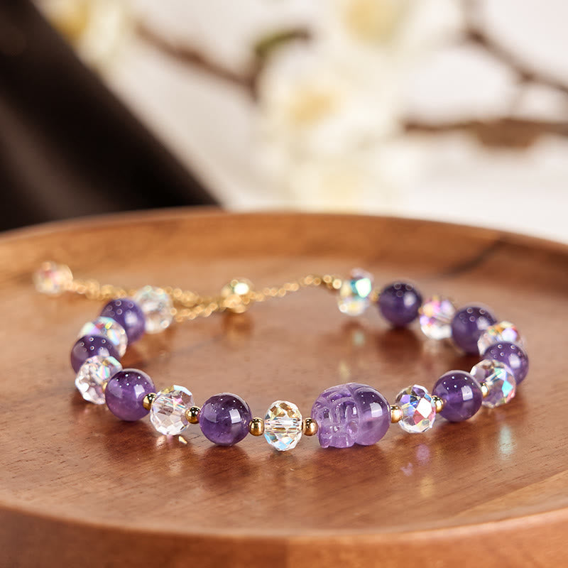 Fortune Jewel Natural Amethyst Pixiu Crystal Balance Bracelet