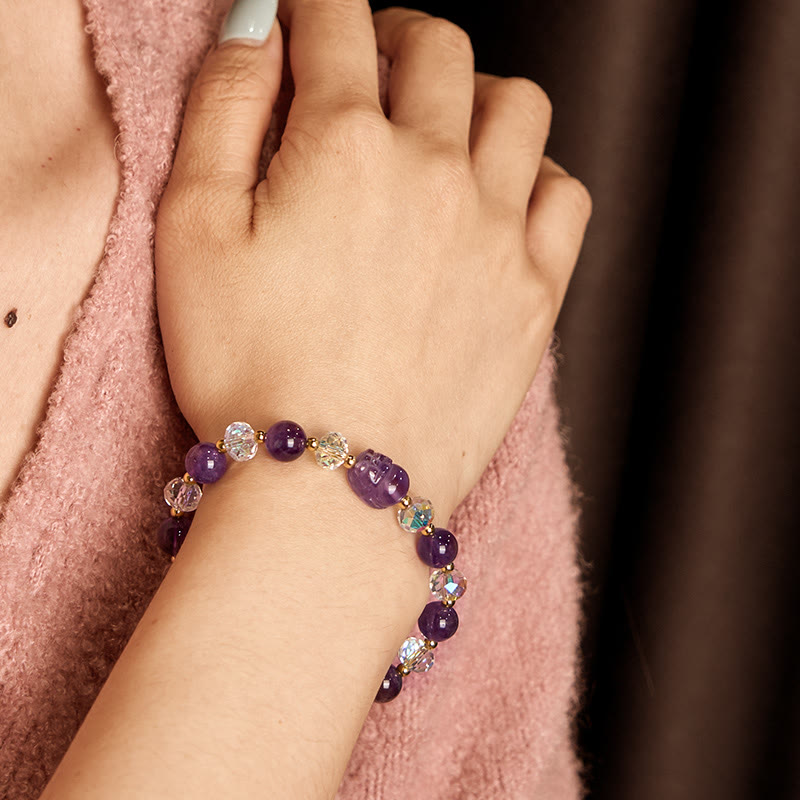 Fortune Jewel Natural Amethyst Pixiu Crystal Balance Bracelet