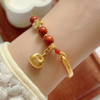 Fortune Jewel South Red Agate Fu Character Ingot Half Bracelet