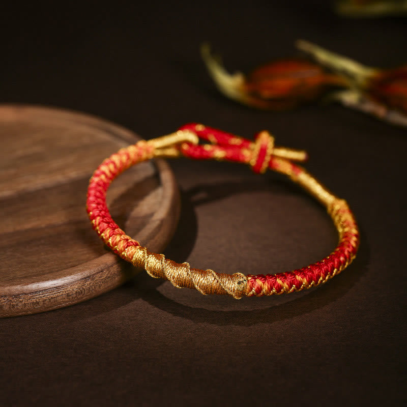 Fortune Jewel Tibetan Colorful Gold Thread Dragon Scale Knot Protection Braided Bracelet