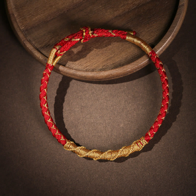 Fortune Jewel Tibetan Colorful Gold Thread Dragon Scale Knot Protection Braided Bracelet