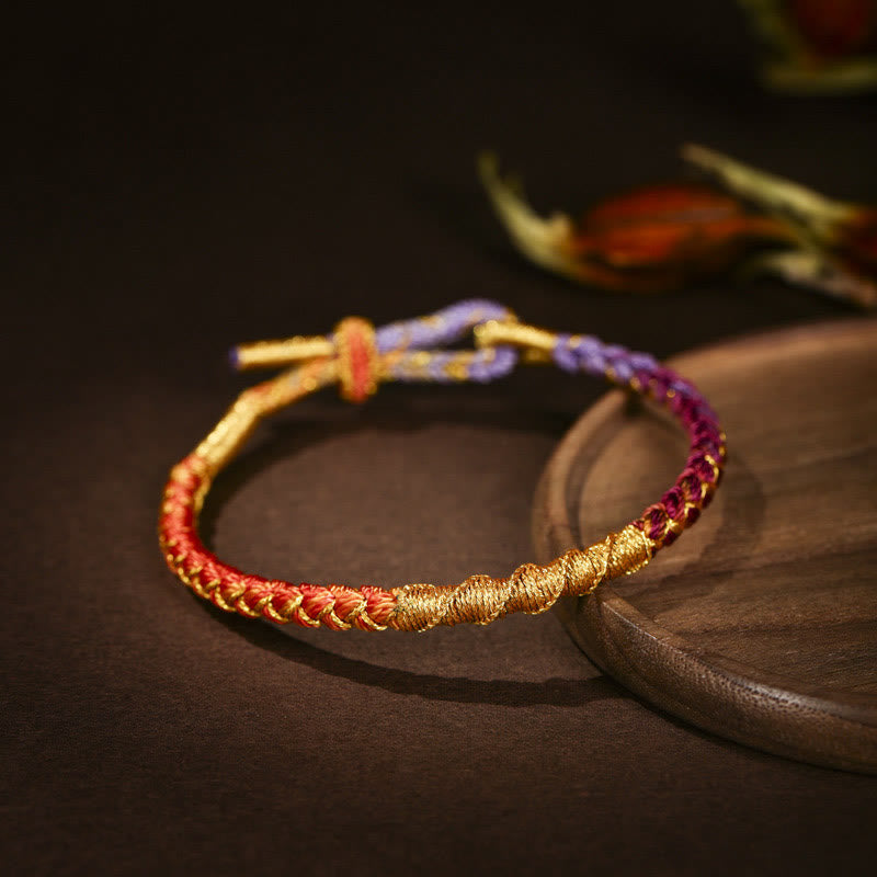 Fortune Jewel Tibetan Colorful Gold Thread Dragon Scale Knot Protection Braided Bracelet