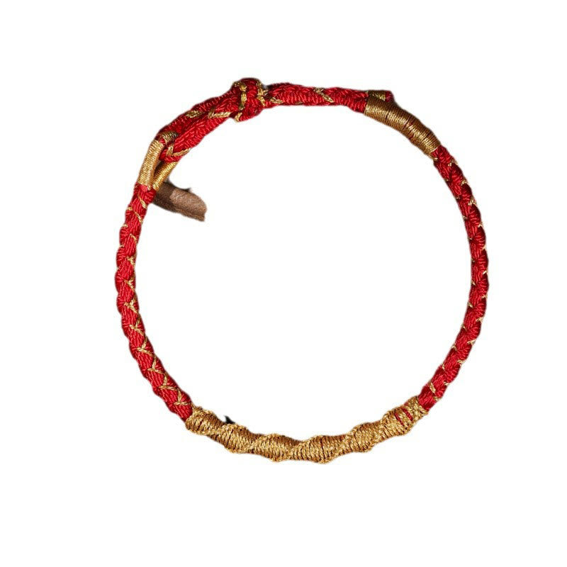 Fortune Jewel Tibetan Colorful Gold Thread Dragon Scale Knot Protection Braided Bracelet