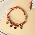 Fortune Jewel Cinnabar Peace And Joy Red String Adjustable Blessing Braided Bracelet