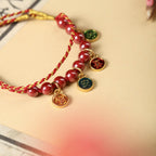 Fortune Jewel Cinnabar Peace And Joy Red String Adjustable Blessing Braided Bracelet