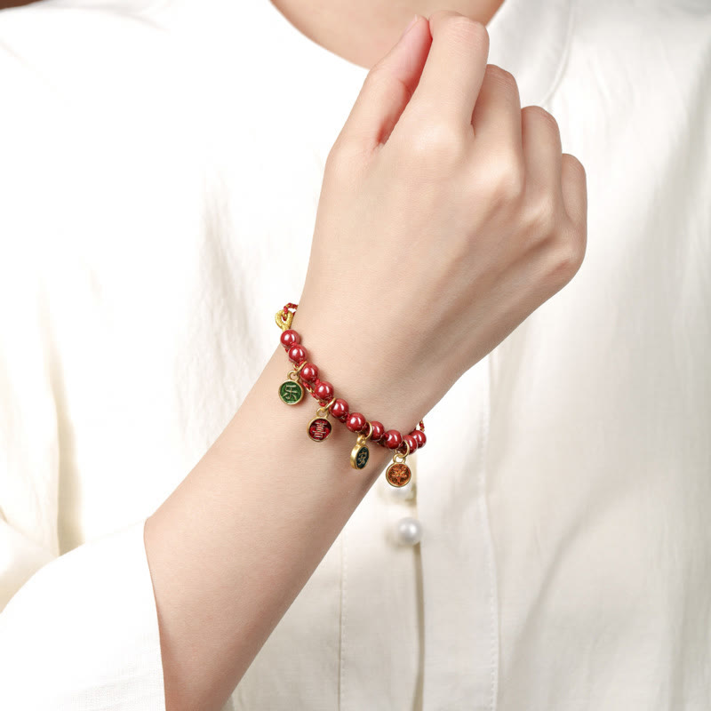 Fortune Jewel Cinnabar Peace And Joy Red String Adjustable Blessing Braided Bracelet