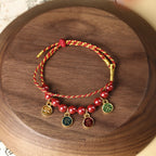 Fortune Jewel Cinnabar Peace And Joy Red String Adjustable Blessing Braided Bracelet