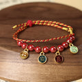 Fortune Jewel Cinnabar Peace And Joy Red String Adjustable Blessing Braided Bracelet