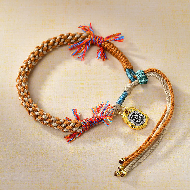 Fortune Jewel Tibetan Colored Rope Zakiram Goddess Of Wealth Adjustable Protection Bracelet